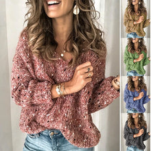 Carregar imagem no visualizador da galeria, Solid print casual V-neck knit