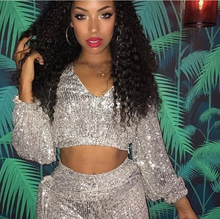 Carregar imagem no visualizador da galeria, Ladies sequins two-piece suit