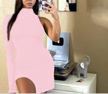 Carregar imagem no visualizador da galeria, One Shoulder Long Sleeve Split Slim Dress