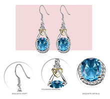 Carregar imagem no visualizador da galeria, Fine Jewelry S925 Sterling Silver Blue Sapphire Earrings