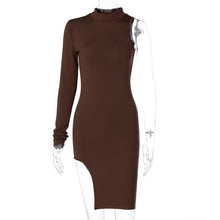 Carregar imagem no visualizador da galeria, One Shoulder Long Sleeve Split Slim Dress