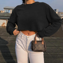 Carregar imagem no visualizador da galeria, All-match Solid Color Loose Short Long-Sleeved Sweater