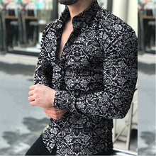 Carregar imagem no visualizador da galeria, Muscular Men's Lapel Cardigan Floral Shirt Slim Shirt