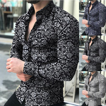 Carregar imagem no visualizador da galeria, Muscular Men's Lapel Cardigan Floral Shirt Slim Shirt