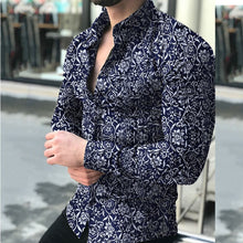 Carregar imagem no visualizador da galeria, Muscular Men's Lapel Cardigan Floral Shirt Slim Shirt