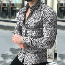 Carregar imagem no visualizador da galeria, Muscular Men's Lapel Cardigan Floral Shirt Slim Shirt