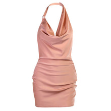 Carregar imagem no visualizador da galeria, Satin Party Dress V Neck Backless Mini Sleeveless Summer Party Dress
