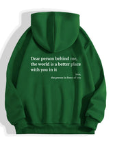Carregar imagem no visualizador da galeria, Dear Person Behind Me,the World Is A Better Place,with You In It,love,the Person In Front Of You,Women's Plush Letter Printed Kangaroo Pocket Drawstring Printed Hoodie Unisex Trendy Hoodies