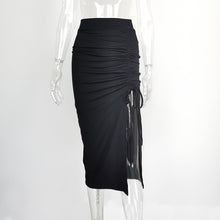 Carregar imagem no visualizador da galeria, European And American Women's High Waist Slit Pleated Skirt