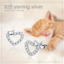 Carregar imagem no visualizador da galeria, Heart Stud Earrings 925 Sterling Silver Heart Earrings Small Earrings Kitten Earrings Jewelry Gift for Women Girls Kids Ladies