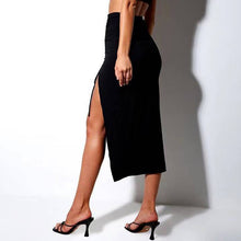 Carregar imagem no visualizador da galeria, European And American Women's High Waist Slit Pleated Skirt