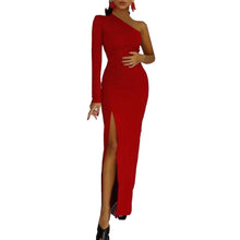 Carregar imagem no visualizador da galeria, Women's Spring Shoulder One-side Split Sleeve Temperament Commute Slim Dress