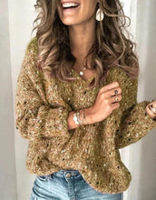 Carregar imagem no visualizador da galeria, Solid print casual V-neck knit