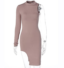 Carregar imagem no visualizador da galeria, One Shoulder Long Sleeve Split Slim Dress