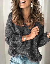 Carregar imagem no visualizador da galeria, Solid print casual V-neck knit