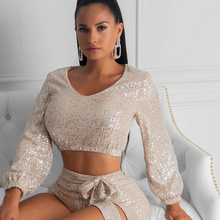 Carregar imagem no visualizador da galeria, Ladies sequins two-piece suit