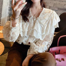 Carregar imagem no visualizador da galeria, Design Sense Niche Lace Sweet And Chic Blouse For Women