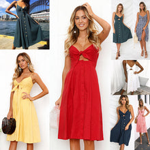 Carregar imagem no visualizador da galeria, Women Summer Dresses Sleeveless Backless Strap Long Close-fitting Sheath Female Party Evening Dresses Vestidos