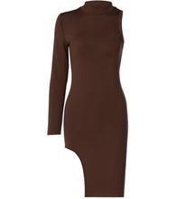 Carregar imagem no visualizador da galeria, One Shoulder Long Sleeve Split Slim Dress
