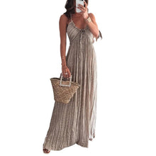 Carregar imagem no visualizador da galeria, Summer New Solid Color Sexy Backless U-neck Strap Back Dress