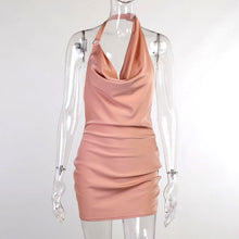 Carregar imagem no visualizador da galeria, Satin Party Dress V Neck Backless Mini Sleeveless Summer Party Dress