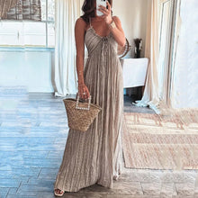 Carregar imagem no visualizador da galeria, Summer New Solid Color Sexy Backless U-neck Strap Back Dress