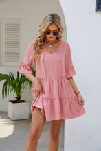 Carregar imagem no visualizador da galeria, Women's Fashionable Pleated Ruffled Short Sleeve Lace-up Dress