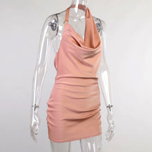 Carregar imagem no visualizador da galeria, Satin Party Dress V Neck Backless Mini Sleeveless Summer Party Dress