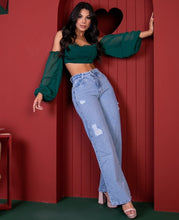 Carregar imagem no visualizador da galeria, Calça jeans em sarja rasgado