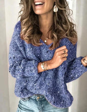 Carregar imagem no visualizador da galeria, Solid print casual V-neck knit
