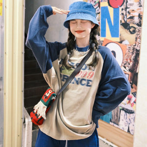 Sweet Retro Loose Round Neck Long Sleeve Letter Long Sleeve T-shirt