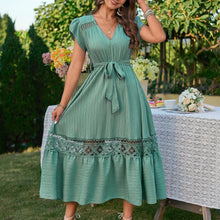Carregar imagem no visualizador da galeria, Fashion V-neck High Waist Lace-up Women&#39;s Dress
