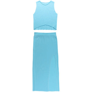 Fashion New Elastic Slim Bag Hip Skirt Two-piece Women