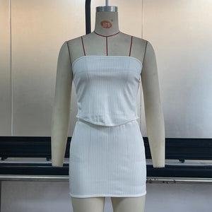 Womens Suit Sexy Summer Two Piece Outfits Crop Tops Bodycon Skirt Sets Mini Dress