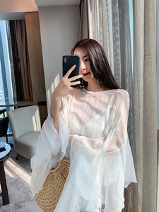 Women's Chiffon Two Piece Ruffle Top