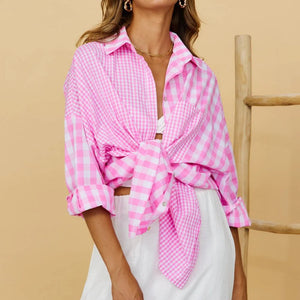 Women's Fashion Loose Casual Plaid Shirt
