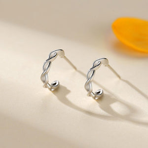S925 Silver Twisted Rope C-Shaped Stud Earrings