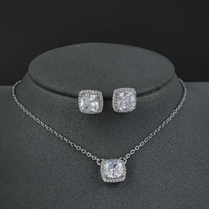 Square Ornament Luxury Ear Stud Necklace