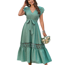 Carregar imagem no visualizador da galeria, Fashion V-neck High Waist Lace-up Women&#39;s Dress
