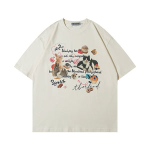 Hip Hop Retro Cartoon Printed Short Sleeve Men