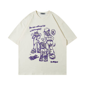 Hip Hop Retro Cartoon Printed Short Sleeve Men