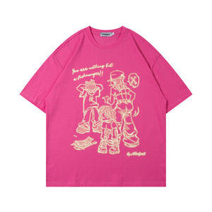 Hip Hop Retro Cartoon Printed Short Sleeve Men