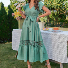 Carregar imagem no visualizador da galeria, Fashion V-neck High Waist Lace-up Women&#39;s Dress
