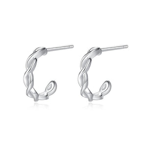 S925 Silver Twisted Rope C-Shaped Stud Earrings
