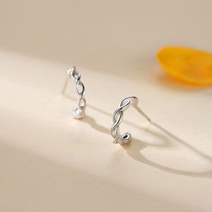 S925 Silver Twisted Rope C-Shaped Stud Earrings