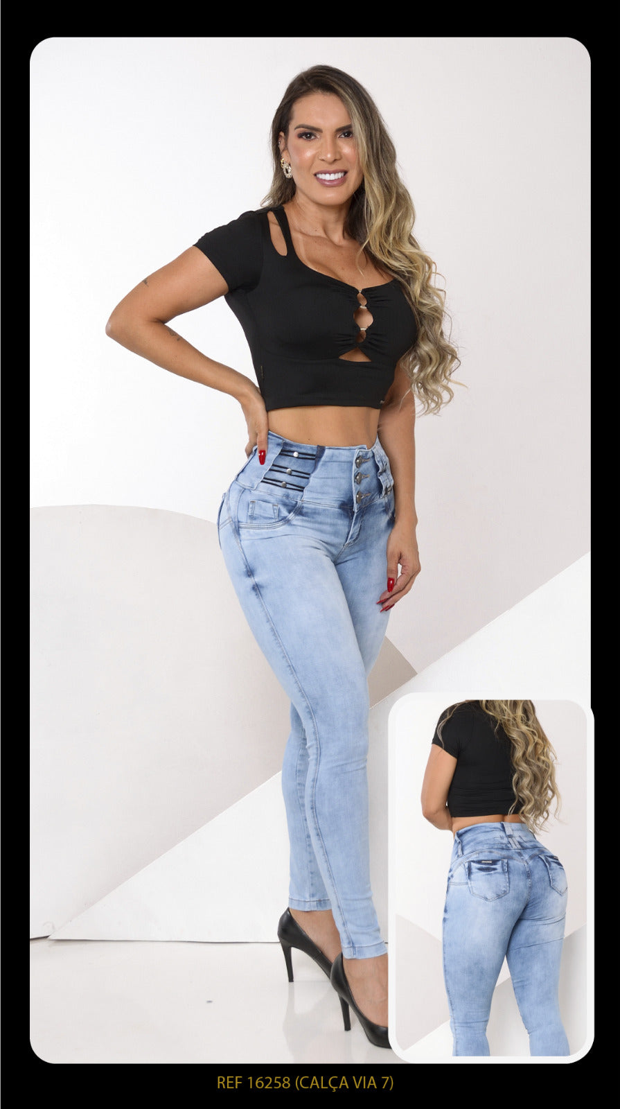 Calça Cigarrete com Metal